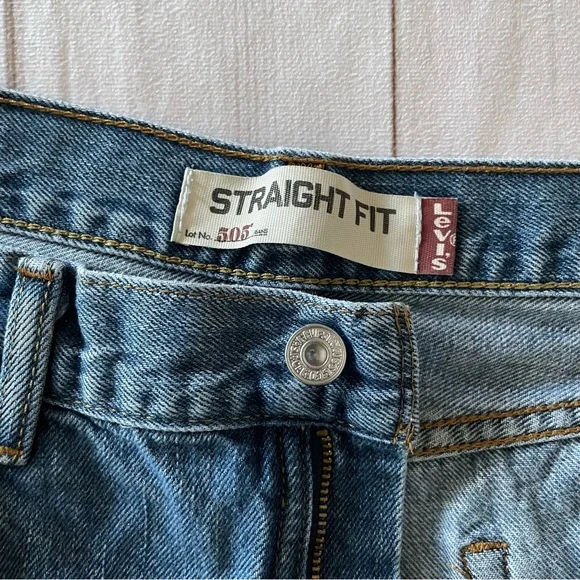 Levi’s 505 Straight Fit Jeans Men’s 36x29 (actual 35x26) Blue Casual *Hemmed* - Picture 7 of 14
